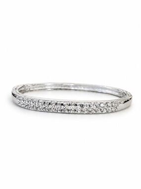 Swarovski Silver Crystal Pavé Hinged Bangle Bracelet
